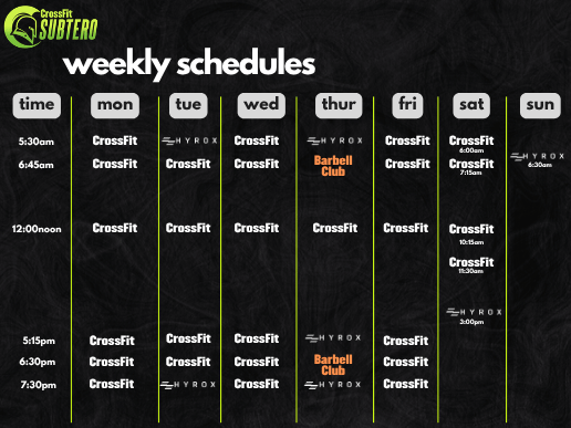 Current HQ class schedule graphic
